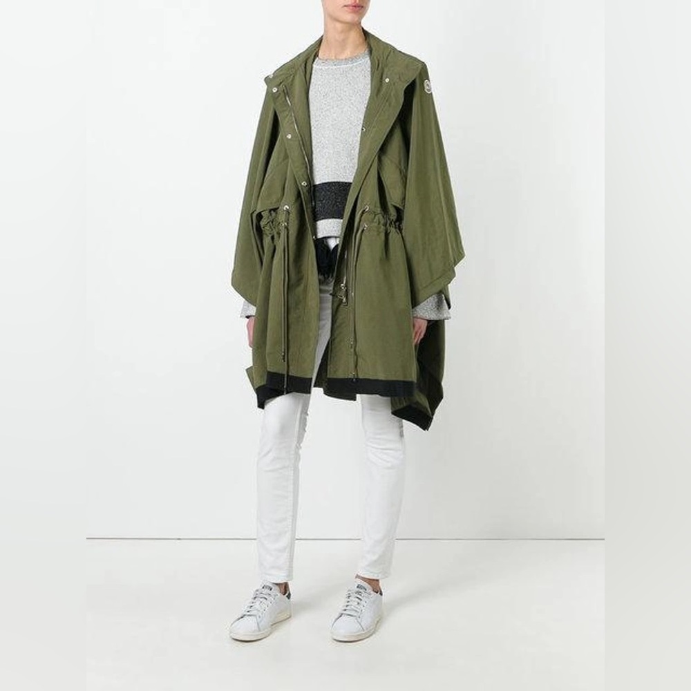 NEW Moncler Pissenlit Women Raincoat Poncho Windbreaker Jacket Olive Khaki Green